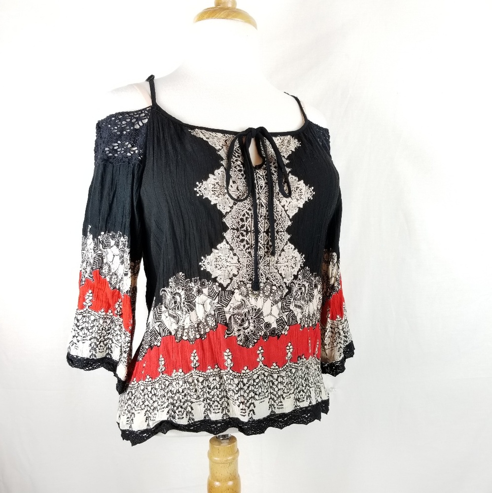 Angie womens cold shoulder top SZ L